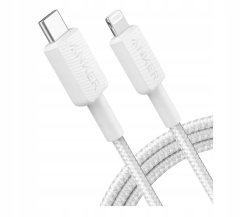 Kabel Anker 322 USB-C Do Lightning Pleciony 0,9mM Biały Certyfikat MFi