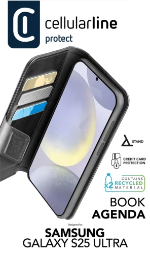 Etui z Klapką Cellularline Do Samsung Galaxy S25 Ultra Czarny Pokrowiec