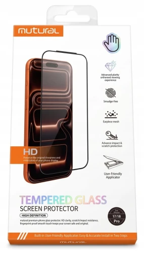 Szkło Z Aplikatorem Mutural Tempered Glass Do Apple iPhone 18 Pro / 17 Pro