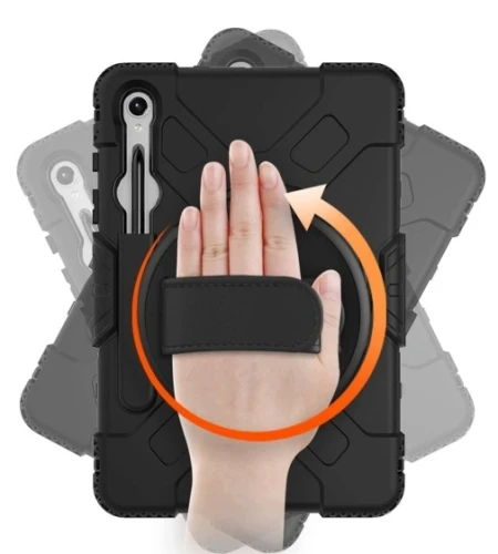 Etui Pancerne Eiger Peak 500m Samsung Galaxy Tab S10 FE Czarne z Podstawką