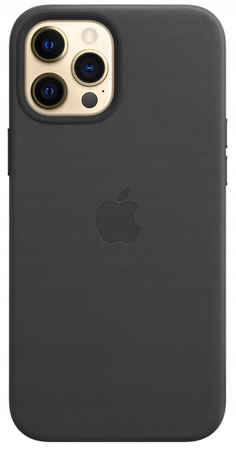 Etui Skórzane Apple iPhone 12 Pro Max MHKM3ZM/A Czarne Black MagSafe Plecki