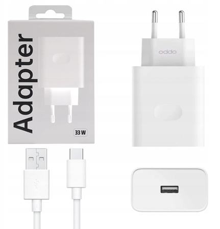 Oryginalna Szybka Ładowarka Oppo 33W USB-A + Kabel USB-C TYP C SUPERVOOC