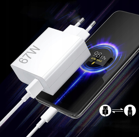 Oryginalna Szybka Ładowarka Sieciowa Xiaomi 67W MiTurbo + Kabel USB-C QC