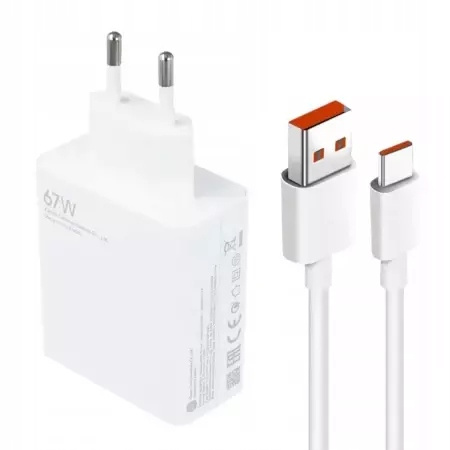 Oryginalna Szybka Ładowarka Sieciowa Xiaomi 67W MiTurbo + Kabel USB-C QC
