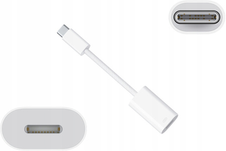 Adapter Przejściówka Apple USB-C Typ C - Lightning MUQX3ZMA Biała Nylonowa