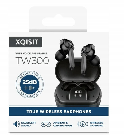Bezprzewodowe Słuchawki Dokanałowe Xqisit TWS300 ANC Earphones Wyświetlacz