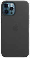 Etui Skórzane Apple iPhone 12 Pro Max MHKM3ZM/A Czarne Black MagSafe Plecki