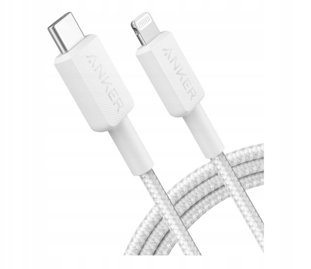 Kabel Anker 322 USB-C Do Lightning Pleciony 0,9mM Biały Certyfikat MFi
