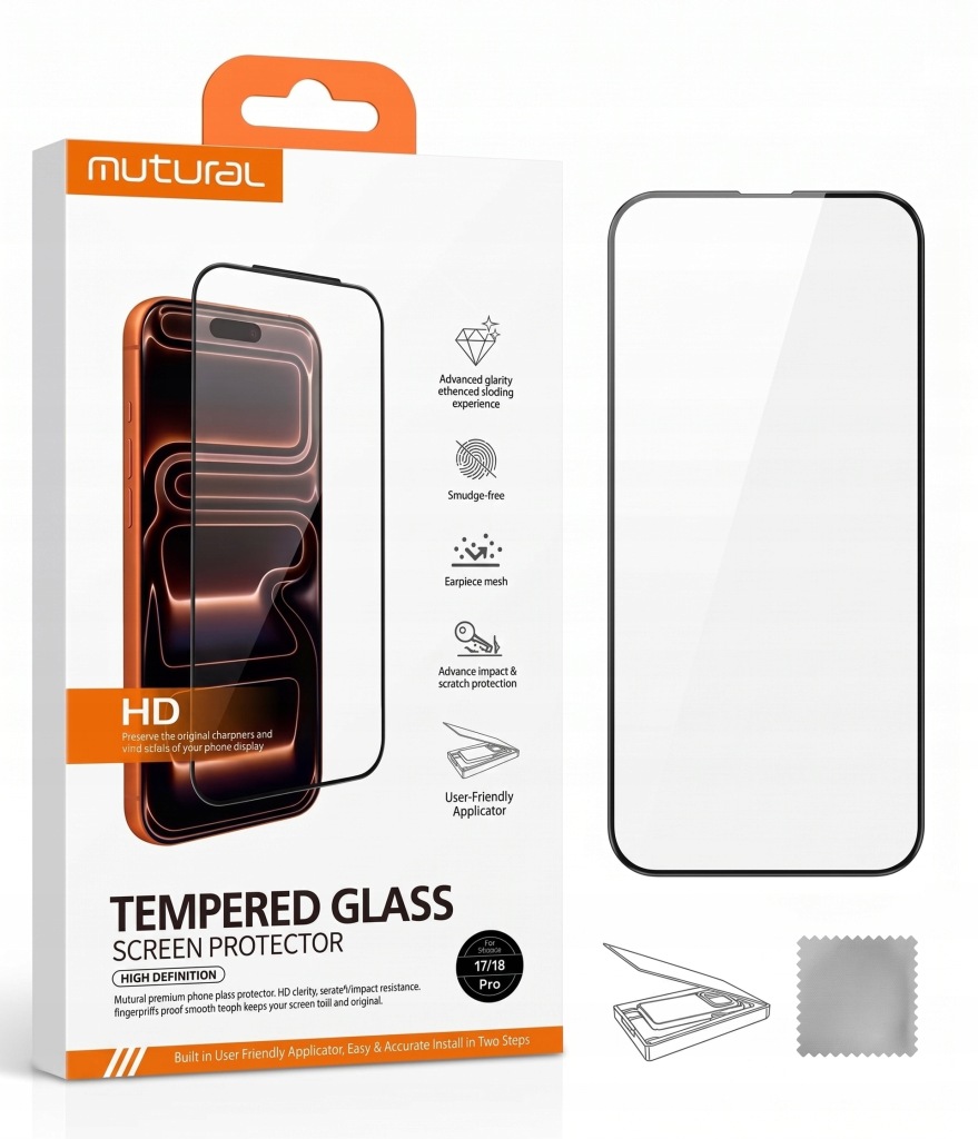 Szkło Z Aplikatorem Mutural Tempered Glass Do Apple iPhone 18 Pro / 17 Pro