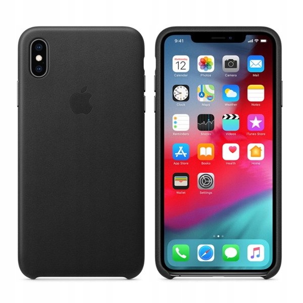 Etui Skórzane Apple iPhone Xs Max MRWT2ZM/A Czarne Black Leather Case